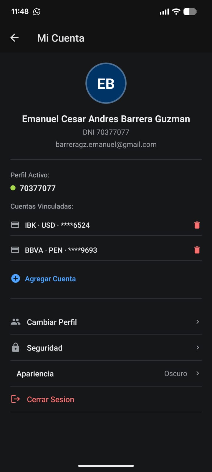CambiaYa — My account